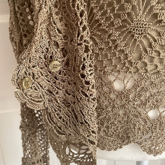 Cami SZ M Two-Piece Tan Sleeveless Top with Knit Long Sleeve Cover-Up - Picture 7 of 16